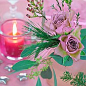PINK TEA LIGHTS AND ROSES
