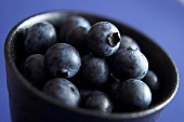 Blueberry, Vaccinium corymbosum, Black coloured fruit in a bowl.
