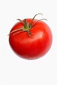 Tomato, Beef tomato, Lycopersicon cultivar, Studio shot of red fruit against white background.