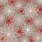 OVERLAPPED HOLLOW OUTLINED FLOWERS IN RED AND WHITE REPEAT, (GRAPHIC ART)