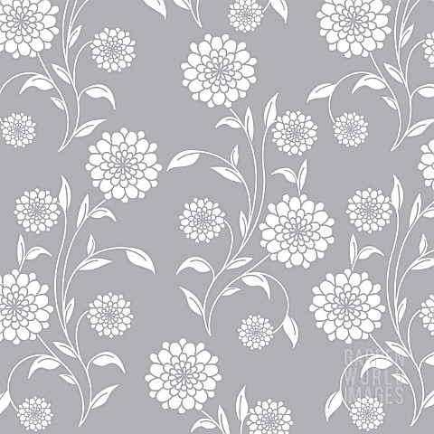 DOUBLE_FLOWER_WHITE_SOLID_WHOLE_PLANT_REPEAT_ON_GREY_BACKGROUND_GRAPHIC_ART