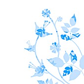 BLUE LEAVES PLANT SILHOUETTE, (GRAPHIC ART)