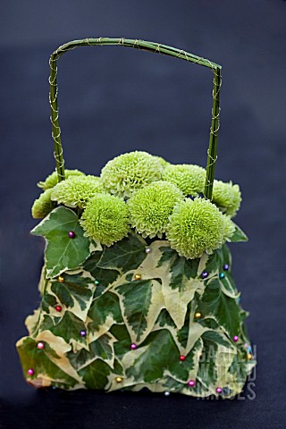 HEDERA_HELIX__IVY_AND_CHRYSANTHEMUM_HANDBAG_WITH_BEADS__FLORAL_ART