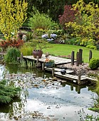 Pond with decking area